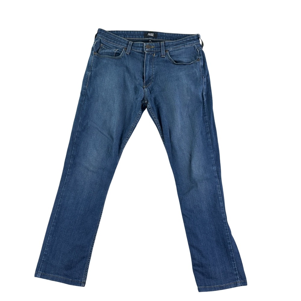 Paige Federal Jeans Mens Size 32 Blue‎ Cotton Blend Straight Leg Denim Pants USA